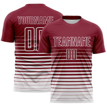 Charger l'image dans la galerie, Custom Crimson White Gradient Pinstripe Sublimation Soccer Uniform Jersey

