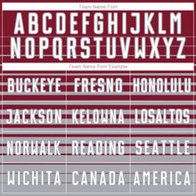 Laden Sie das Bild in den Galerie-Viewer, Custom Crimson White-Gray Gradient Pinstripe Sublimation Soccer Uniform Jersey
