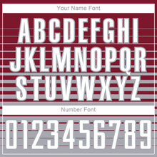 Laden Sie das Bild in den Galerie-Viewer, Custom Crimson White-Gray Gradient Pinstripe Sublimation Soccer Uniform Jersey
