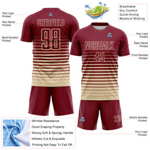 Load image into Gallery viewer, Custom Crimson Cream Gradient Pinstripe Sublimation Soccer Uniform Jersey
