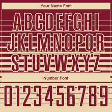 Load image into Gallery viewer, Custom Crimson Cream Gradient Pinstripe Sublimation Soccer Uniform Jersey
