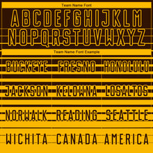 Laden Sie das Bild in den Galerie-Viewer, Custom Brown Gold Gradient Pinstripe Sublimation Soccer Uniform Jersey
