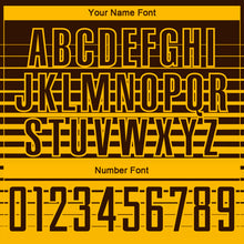 Laden Sie das Bild in den Galerie-Viewer, Custom Brown Gold Gradient Pinstripe Sublimation Soccer Uniform Jersey
