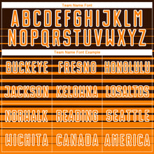 Laden Sie das Bild in den Galerie-Viewer, Custom Brown Bay Orange-White Gradient Pinstripe Sublimation Soccer Uniform Jersey
