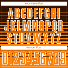 Laden Sie das Bild in den Galerie-Viewer, Custom Brown Bay Orange-White Gradient Pinstripe Sublimation Soccer Uniform Jersey
