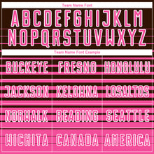 Load image into Gallery viewer, Custom Brown Pink-White Gradient Pinstripe Sublimation Soccer Uniform Jersey
