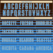 Charger l'image dans la galerie, Custom Brown Powder Blue-Cream Gradient Pinstripe Sublimation Soccer Uniform Jersey
