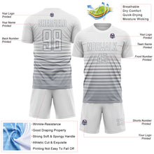 Загрузить изображение в средство просмотра галереи, Custom White Gray Gradient Pinstripe Sublimation Soccer Uniform Jersey
