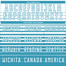 Laden Sie das Bild in den Galerie-Viewer, Custom White Panther Blue Gradient Pinstripe Sublimation Soccer Uniform Jersey
