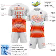 Charger l'image dans la galerie, Custom White Orange Gradient Pinstripe Sublimation Soccer Uniform Jersey
