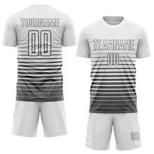 Charger l'image dans la galerie, Custom White Steel Gray Gradient Pinstripe Sublimation Soccer Uniform Jersey
