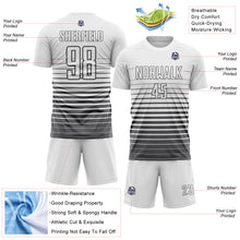 Charger l'image dans la galerie, Custom White Steel Gray Gradient Pinstripe Sublimation Soccer Uniform Jersey
