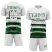 Load image into Gallery viewer, Custom White Green Gradient Pinstripe Sublimation Soccer Uniform Jersey
