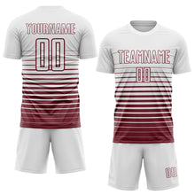 Charger l'image dans la galerie, Custom White Burgundy Gradient Pinstripe Sublimation Soccer Uniform Jersey
