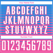 Charger l'image dans la galerie, Custom Powder Blue White-Pink Gradient Pinstripe Sublimation Soccer Uniform Jersey
