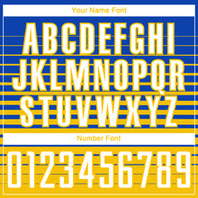 Загрузить изображение в средство просмотра галереи, Custom Thunder Blue White-Yellow Gradient Pinstripe Sublimation Soccer Uniform Jersey
