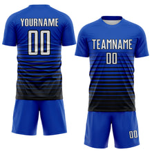 Load image into Gallery viewer, Custom Thunder Blue White-Black Gradient Pinstripe Sublimation Soccer Uniform Jersey
