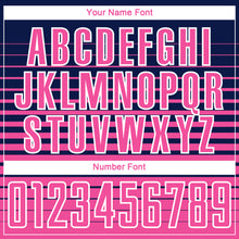 Load image into Gallery viewer, Custom Navy Pink-White Gradient Pinstripe Sublimation Soccer Uniform Jersey
