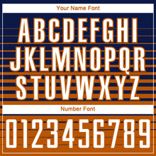 Charger l'image dans la galerie, Custom Navy White-Bay Orange Gradient Pinstripe Sublimation Soccer Uniform Jersey
