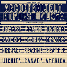 Загрузить изображение в средство просмотра галереи, Custom Navy Cream Gradient Pinstripe Sublimation Soccer Uniform Jersey
