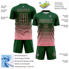 Laden Sie das Bild in den Galerie-Viewer, Custom Green Medium Pink Gradient Pinstripe Sublimation Soccer Uniform Jersey
