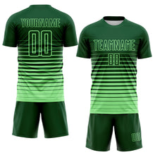Load image into Gallery viewer, Custom Green Pea Green Gradient Pinstripe Sublimation Soccer Uniform Jersey
