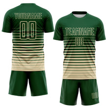 Load image into Gallery viewer, Custom Green Cream Gradient Pinstripe Sublimation Soccer Uniform Jersey
