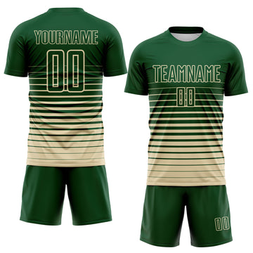 Custom Green Cream Gradient Pinstripe Sublimation Soccer Uniform Jersey
