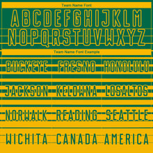 Load image into Gallery viewer, Custom Kelly Green Gold Gradient Pinstripe Sublimation Soccer Uniform Jersey
