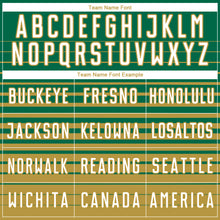 Загрузить изображение в средство просмотра галереи, Custom Kelly Green White-Old Gold Gradient Pinstripe Sublimation Soccer Uniform Jersey
