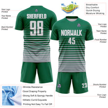 Загрузить изображение в средство просмотра галереи, Custom Kelly Green White-Gray Gradient Pinstripe Sublimation Soccer Uniform Jersey

