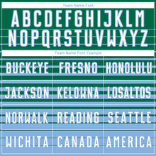 Load image into Gallery viewer, Custom Kelly Green White-Light Blue Gradient Pinstripe Sublimation Soccer Uniform Jersey
