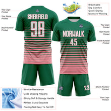 Загрузить изображение в средство просмотра галереи, Custom Kelly Green White-Medium Pink Gradient Pinstripe Sublimation Soccer Uniform Jersey
