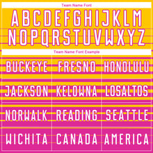 Charger l'image dans la galerie, Custom Yellow White-Deep Pink Gradient Pinstripe Sublimation Soccer Uniform Jersey
