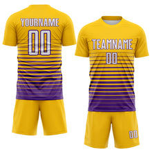 Charger l'image dans la galerie, Custom Yellow White-Purple Gradient Pinstripe Sublimation Soccer Uniform Jersey
