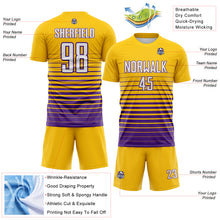 Charger l'image dans la galerie, Custom Yellow White-Purple Gradient Pinstripe Sublimation Soccer Uniform Jersey
