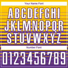 Charger l'image dans la galerie, Custom Yellow White-Purple Gradient Pinstripe Sublimation Soccer Uniform Jersey
