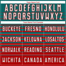 Загрузить изображение в средство просмотра галереи, Custom Teal White-Red Gradient Pinstripe Sublimation Soccer Uniform Jersey
