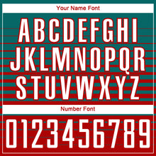 Загрузить изображение в средство просмотра галереи, Custom Teal White-Red Gradient Pinstripe Sublimation Soccer Uniform Jersey
