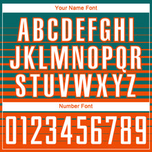 Load image into Gallery viewer, Custom Teal White-Orange Gradient Pinstripe Sublimation Soccer Uniform Jersey

