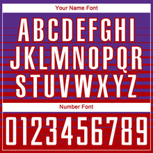 Load image into Gallery viewer, Custom Purple White-Red Gradient Pinstripe Sublimation Soccer Uniform Jersey
