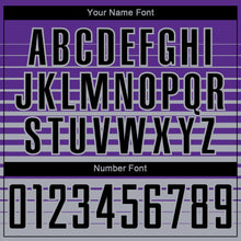 Laden Sie das Bild in den Galerie-Viewer, Custom Purple Black-Gray Gradient Pinstripe Sublimation Soccer Uniform Jersey
