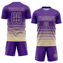 Charger l'image dans la galerie, Custom Purple Cream Gradient Pinstripe Sublimation Soccer Uniform Jersey
