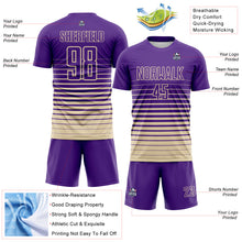 Charger l'image dans la galerie, Custom Purple Cream Gradient Pinstripe Sublimation Soccer Uniform Jersey

