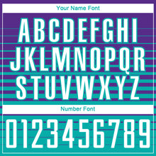 Load image into Gallery viewer, Custom Purple White-Aqua Gradient Pinstripe Sublimation Soccer Uniform Jersey
