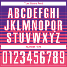 Загрузить изображение в средство просмотра галереи, Custom Purple White-Neon Pink Gradient Pinstripe Sublimation Soccer Uniform Jersey
