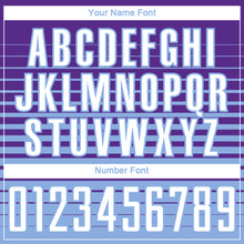 Загрузить изображение в средство просмотра галереи, Custom Purple White-Light Blue Gradient Pinstripe Sublimation Soccer Uniform Jersey
