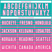 Загрузить изображение в средство просмотра галереи, Custom Aqua White-Pink Gradient Pinstripe Sublimation Soccer Uniform Jersey
