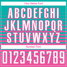 Загрузить изображение в средство просмотра галереи, Custom Aqua White-Pink Gradient Pinstripe Sublimation Soccer Uniform Jersey
