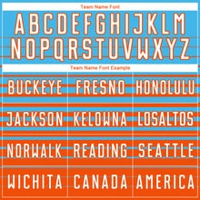 Load image into Gallery viewer, Custom Sky Blue White-Orange Gradient Pinstripe Sublimation Soccer Uniform Jersey
